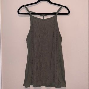 Army Green Floral Tank Top